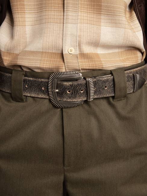 Golden Goose hombres cinturón ray de piel negra con hebilla decorada 6846828