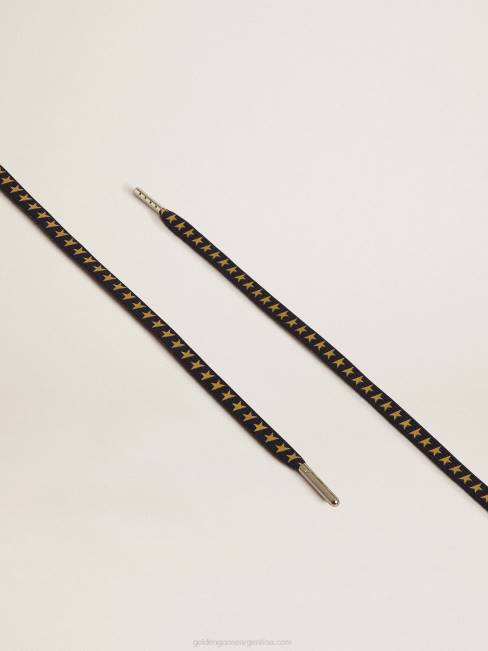 Golden Goose hombres cordones azul marino con estrellas doradas en contraste 6846387