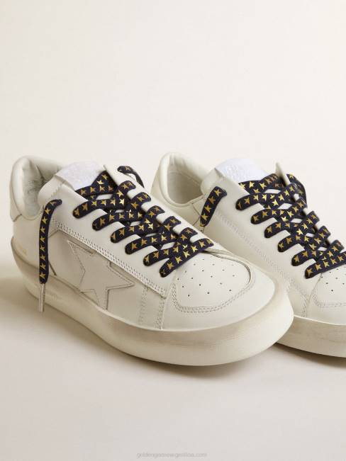 Golden Goose hombres cordones azul marino con estrellas doradas en contraste 6846387