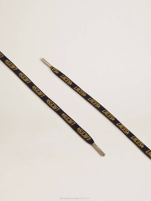 Golden Goose hombres cordones azul marino con letras 'laces' doradas en contraste 6846383