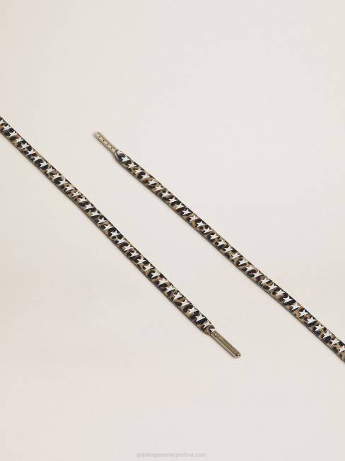 Golden Goose hombres cordones beige y marrón con estampado de leopardo y estrellas blancas en contraste 6846381