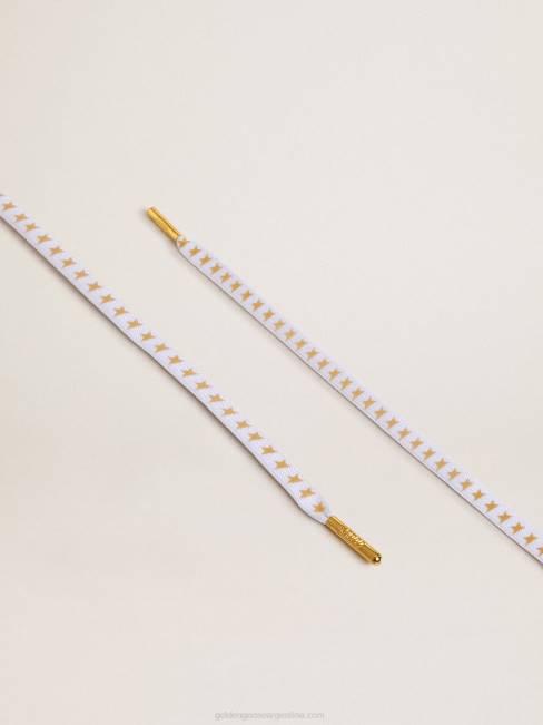 Golden Goose hombres cordones blancos con estrellas doradas en contraste 6846419