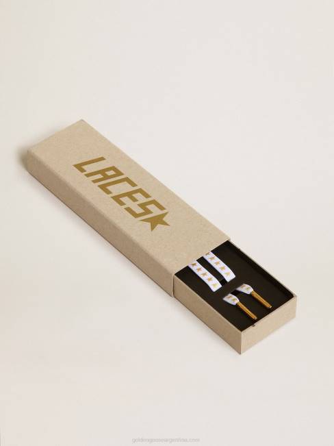 Golden Goose hombres cordones blancos con estrellas doradas en contraste 6846419