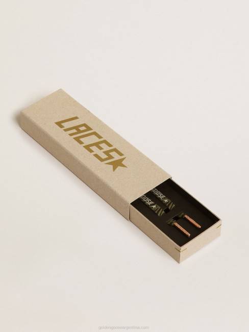 Golden Goose hombres cordones con estampado de cebra verde y negro con logo plateado en contraste 6846380