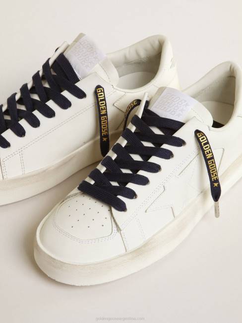 Golden Goose hombres cordones de algodón azul marino con logo dorado en contraste 6846420