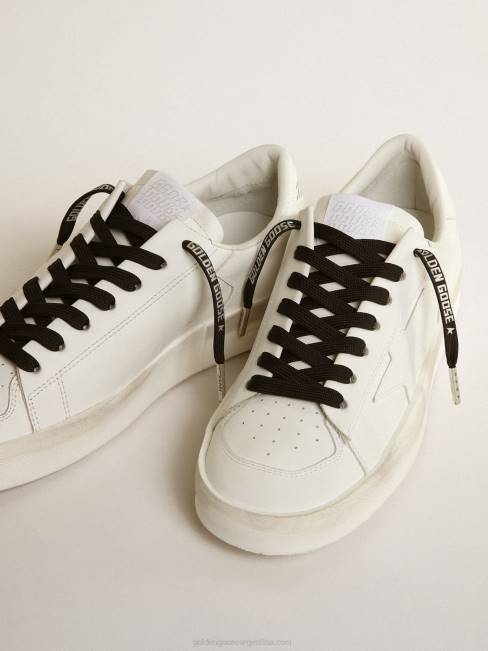 Golden Goose hombres cordones de algodón negro con logo plateado en contraste 6846385