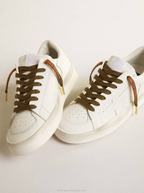 Golden Goose hombres cordones de algodón verde militar con logo naranja en contraste 6846386