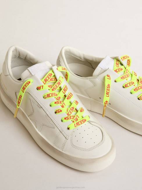 Golden Goose hombres cordones de color amarillo fluorescente con letras de 