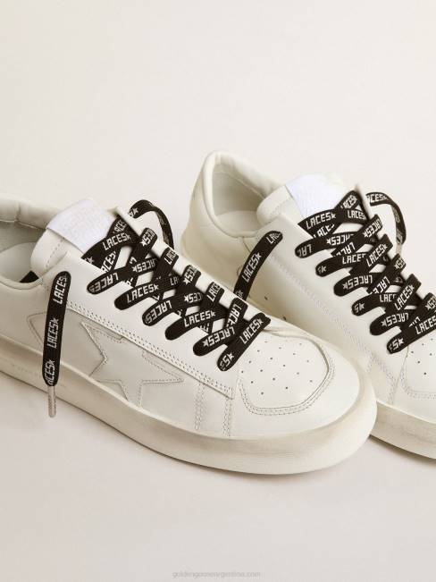 Golden Goose hombres cordones negros con letras 'laces' plateadas en contraste 6846374
