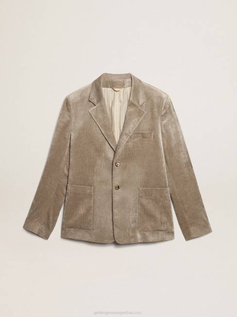 Golden Goose hombres Americana boxy fit de botonadura sencilla de algodón beige claro 6846811