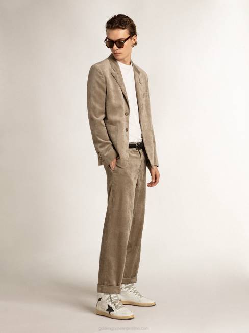 Golden Goose hombres Americana boxy fit de botonadura sencilla de algodón beige claro 6846811