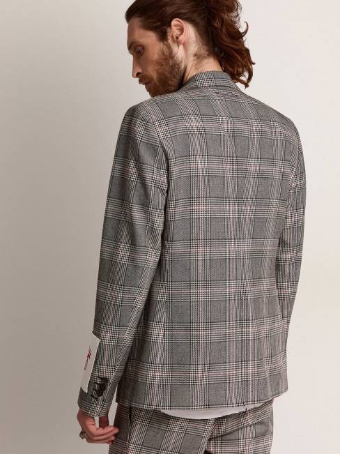 Golden Goose hombres Americana de botonadura sencilla con cuadros príncipe de Gales en gris y blanco de Collection 6846772