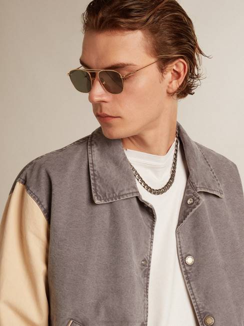 Golden Goose hombres cazadora bomber de algodón color lila-gris y mazapán 6846809