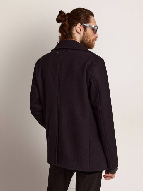 Golden Goose hombres chaquetón azul oscuro con botones heráldicos dorados 6846693