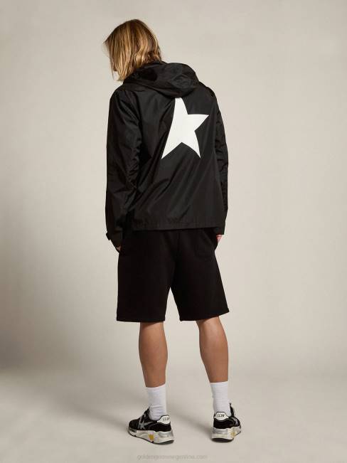 Golden Goose hombres cortavientos con logo y estrella blancos en contraste 6846776