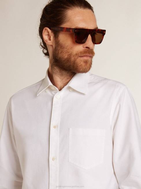 Golden Goose hombres camisa blanca de algodón 6846724