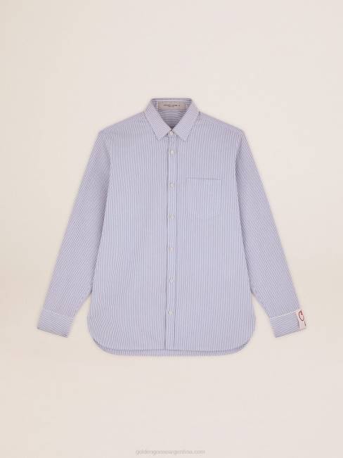 Golden Goose hombres camisa rayas azul claro candy 6846712
