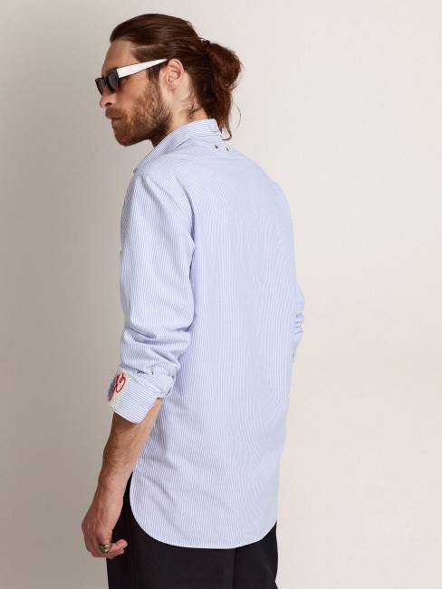 Golden Goose hombres camisa rayas azul claro candy 6846712