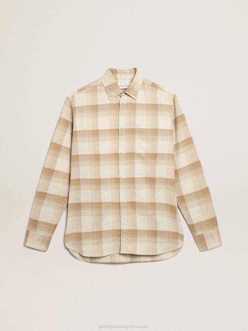 Golden Goose hombres camisa slim pimienta y arena oscuro 6846807