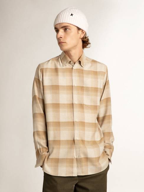Golden Goose hombres camisa slim pimienta y arena oscuro 6846807