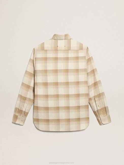 Golden Goose hombres camisa slim pimienta y arena oscuro 6846807