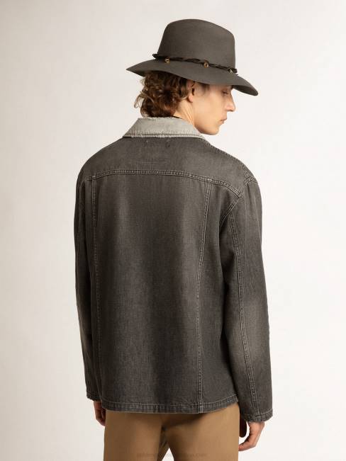 Golden Goose hombres camisa vaquera negra con parches 6846722