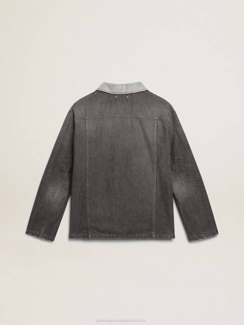 Golden Goose hombres camisa vaquera negra con parches 6846722