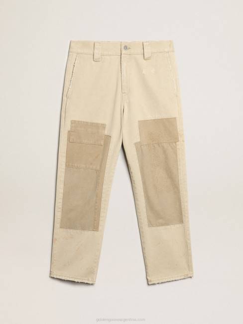 Golden Goose hombres pantalones de algodón en mezcla de beige 6846813
