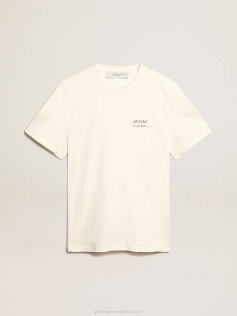 Golden Goose hombres camiseta blanca con acabado envejecido y letras 6846805