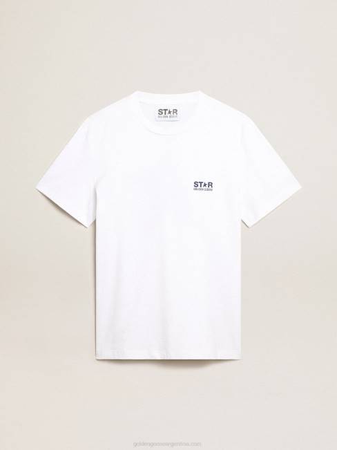 Golden Goose hombres camiseta blanca con estrella azul oscuro en la espalda 6846797