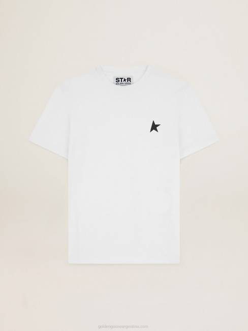 Golden Goose hombres camiseta blanca de la colección star con estrella negra en la parte delantera 6846697