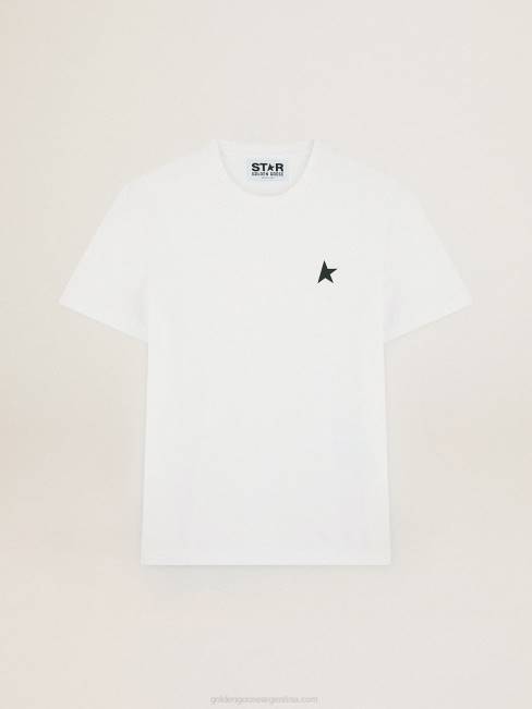 Golden Goose hombres camiseta blanca de la colección star con estrella verde a contraste en la parte delantera 6846821