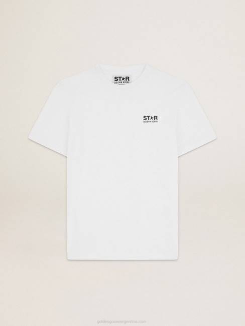 Golden Goose hombres camiseta blanca de la colección star con logo y estrella en contraste en negro 6846702
