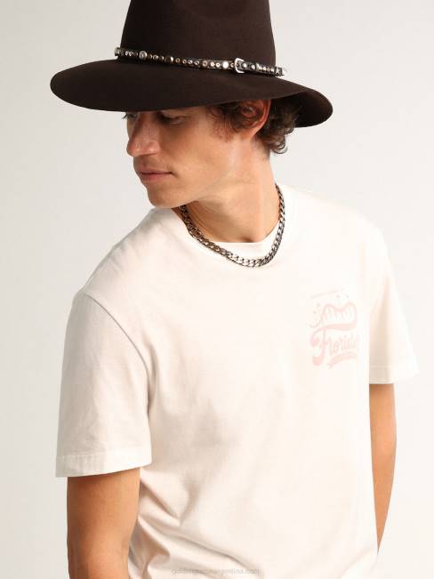 Golden Goose hombres camiseta colección travel blanca con doble estampado lila 6846695