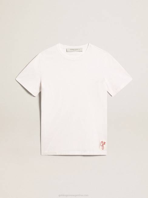 Golden Goose hombres camiseta de la colección en color blanco con tratamiento envejecido 6846759