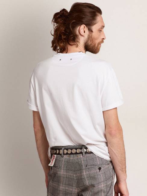 Golden Goose hombres camiseta de la colección en color blanco con tratamiento envejecido 6846759