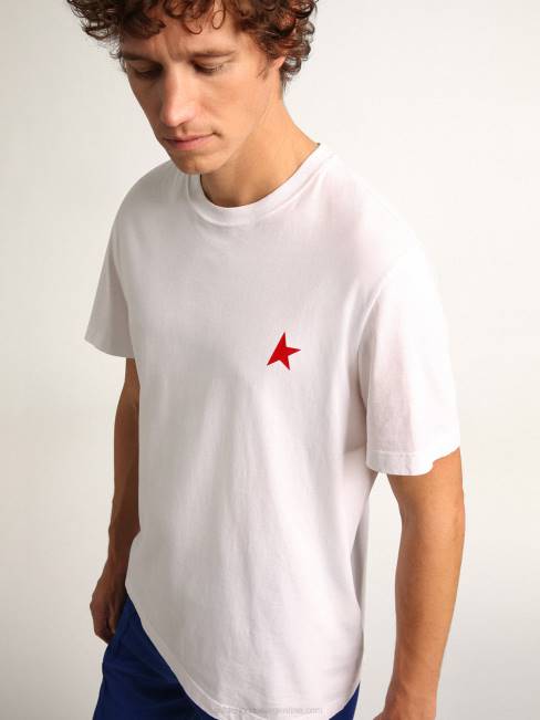Golden Goose hombres camiseta star collection en color blanco con estrella roja a contraste en la parte delantera 6846736