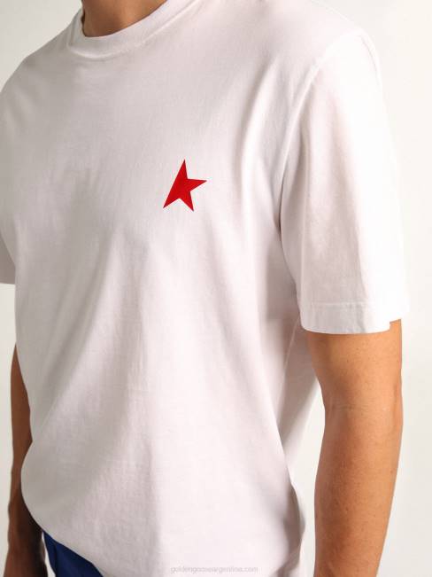 Golden Goose hombres camiseta star collection en color blanco con estrella roja a contraste en la parte delantera 6846736