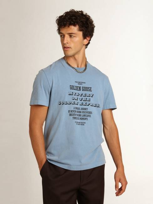 hombres camiseta de la colección Journey en azul puerto con misterio de ganso dorado negro en contraste sobre el estampado Golden Express 6846747