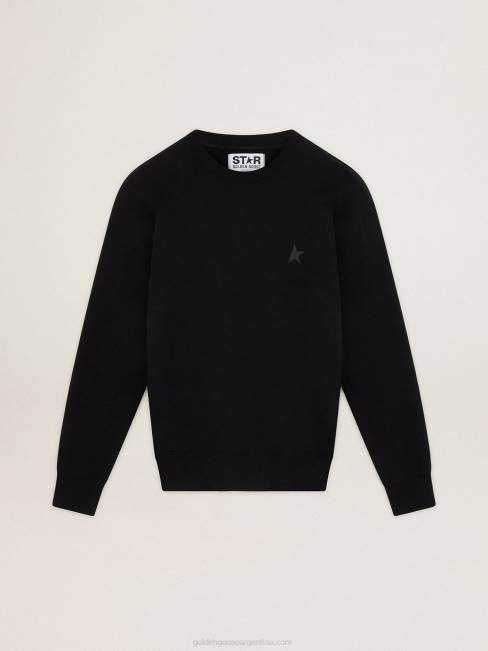 Golden Goose hombres sudadera archibald star collection negra con estrella tono sobre tono en la parte delantera 6846709