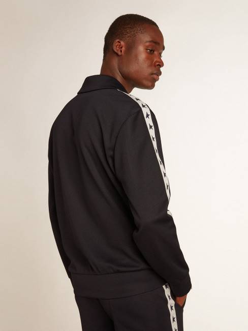 Golden Goose hombres sudadera azul oscuro con franja blanca y estrellas azules a contraste 6846698