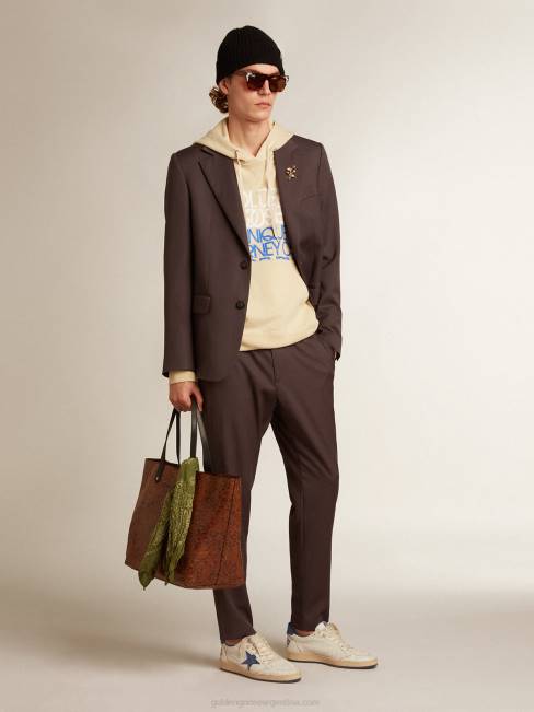 Golden Goose hombres sudadera color mazapán con letras delante 6846794