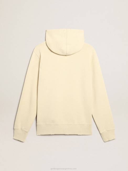 Golden Goose hombres sudadera color mazapán con letras delante 6846794