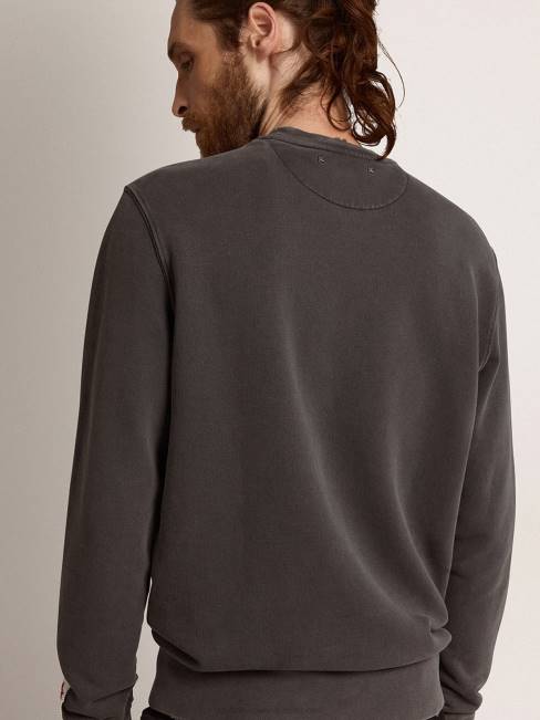 Golden Goose hombres sudadera de la colección con logo en gris antracita con tratamiento envejecido 6846694