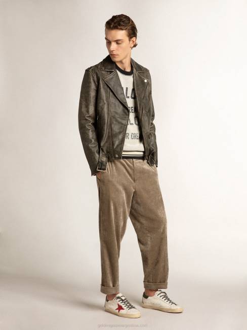 Golden Goose hombres sudadera gris con cuello redondo y letras 6846785