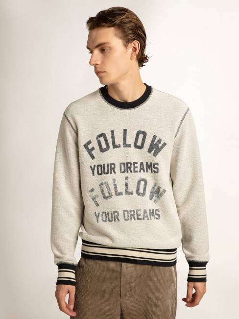 Golden Goose hombres sudadera gris con cuello redondo y letras 6846785