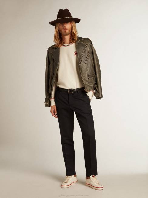 Golden Goose hombres sudadera heritage blanca con logo cny 6846786