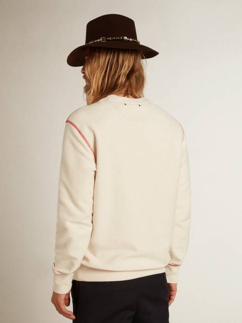 Golden Goose hombres sudadera heritage blanca con logo cny 6846786