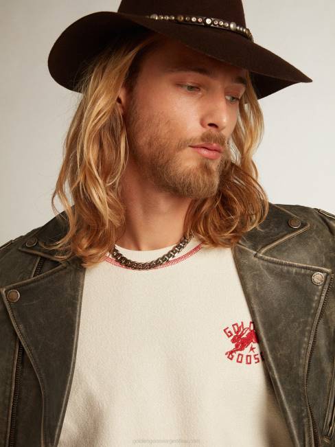 Golden Goose hombres sudadera heritage blanca con logo cny 6846786