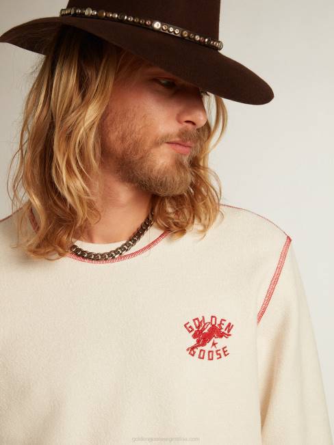 Golden Goose hombres sudadera heritage blanca con logo cny 6846786